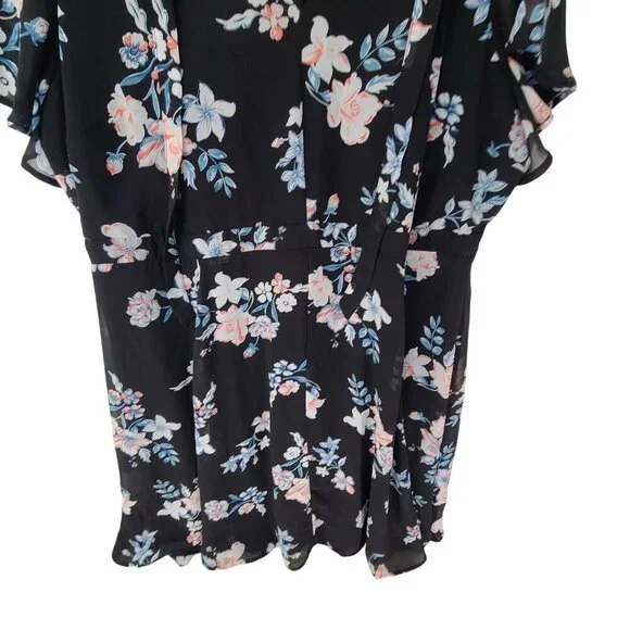 45 Torrid Women's Short Sleeve Midi Dress Black Floral Size 20 - Picture 3 of 7